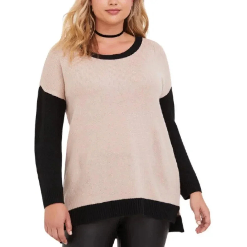 Torrid Womens 1X Colorblock  Hi-Lo Tunic Sweater